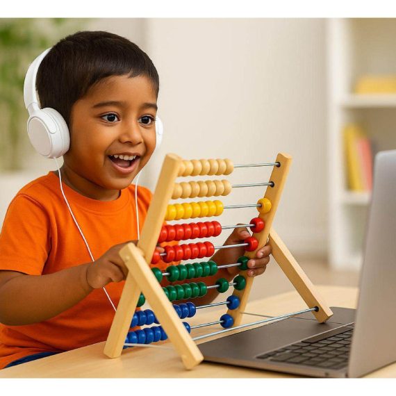 Child learning abacus