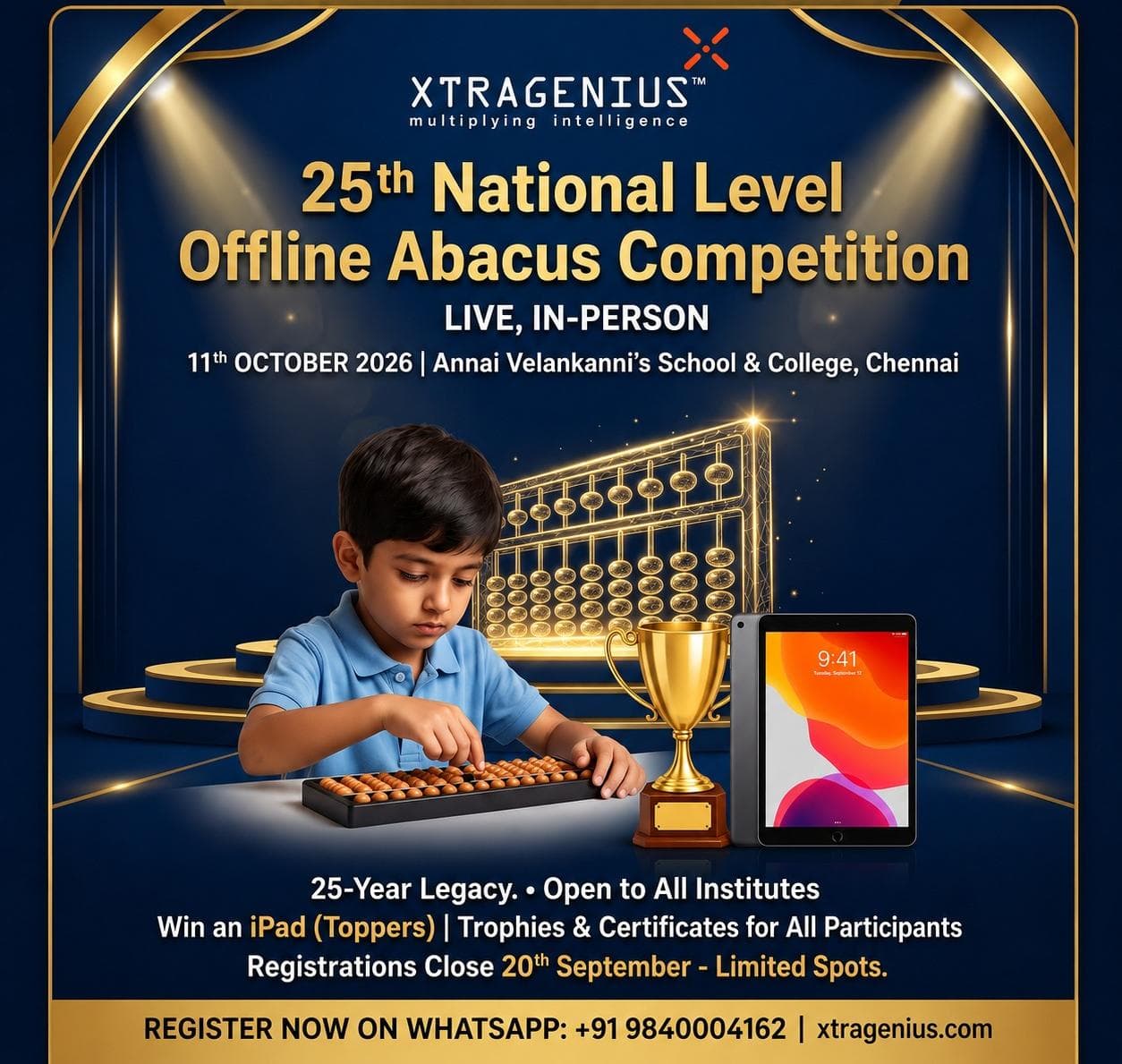 Xtragenius 25th National Level Offline Abacus Competition poster